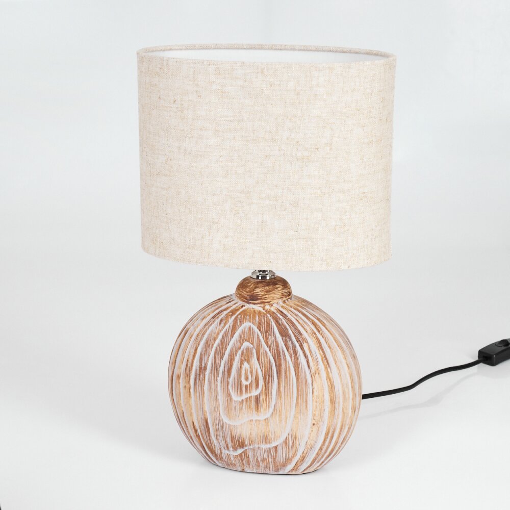 Lahnus Table lamp brown, Wood like finish, white, 1-light source