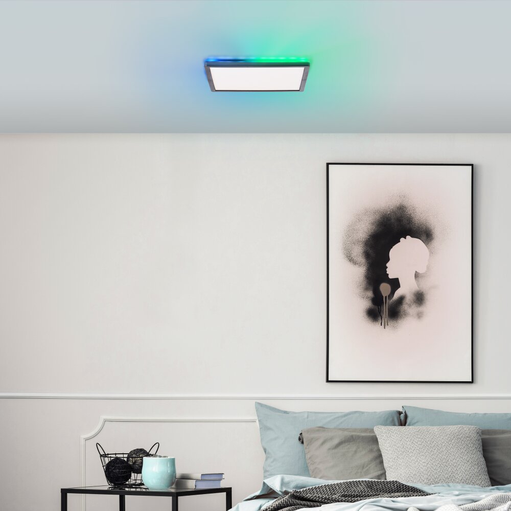 Brilliant Saltery Ceiling Light LED white, 1-light source, Remote control, Colour changer