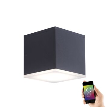 Paul Neuhaus Q-AMIN Wall Light LED anthracite, 1-light source, Remote control, Colour changer