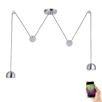 Paul Neuhaus Q-ADAM Pendant Light LED stainless steel, 2-light sources, Remote control, Colour changer