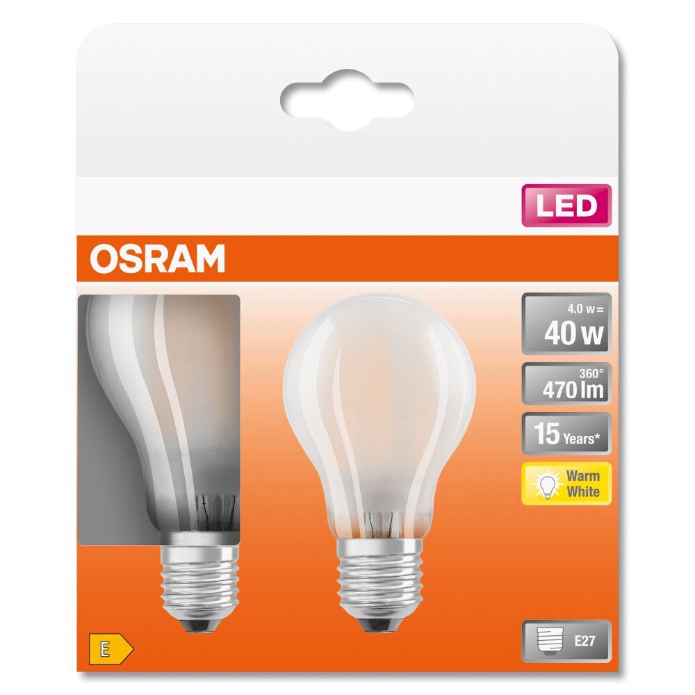 OSRAM LED Retrofit Set of 2 E27 4 Watt 2700 Kelvin 470 Lumen