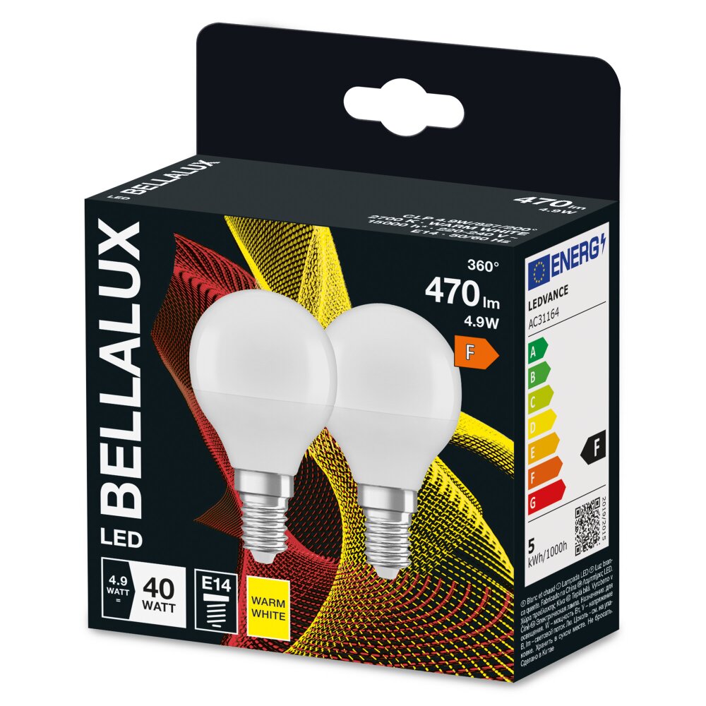 BELLALUX® Set of 2 LED E14 4.9 Watt 2700 Kelvin 470 Lumen