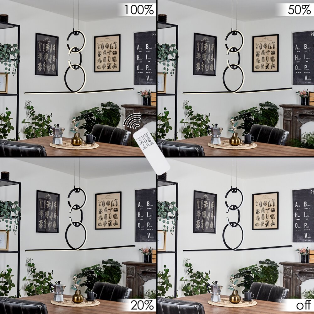 Chlak Pendant Light LED black, 3-light sources, Remote control