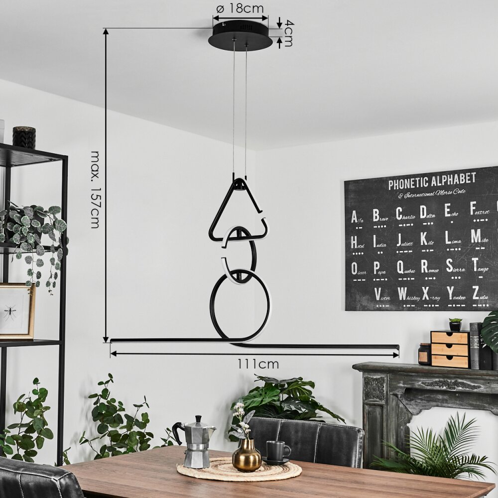 Chlak Pendant Light LED black, 3-light sources, Remote control