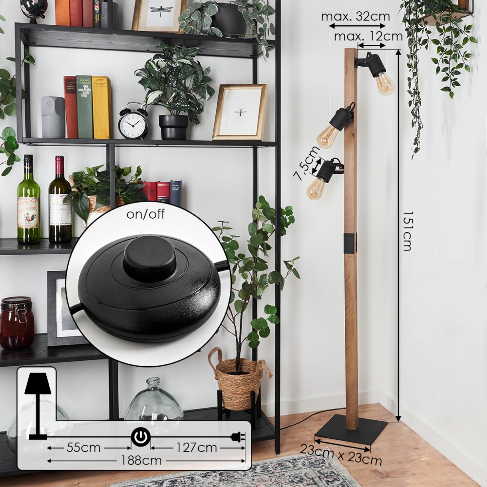 Kouk Floor Lamp Ecru, black, 3-light sources