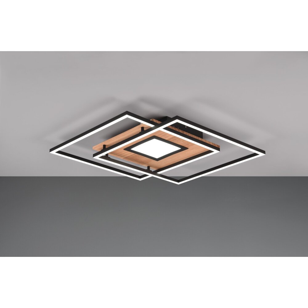 Trio Via Ceiling Light LED Wood like finish, black, 1-light source, Remote control