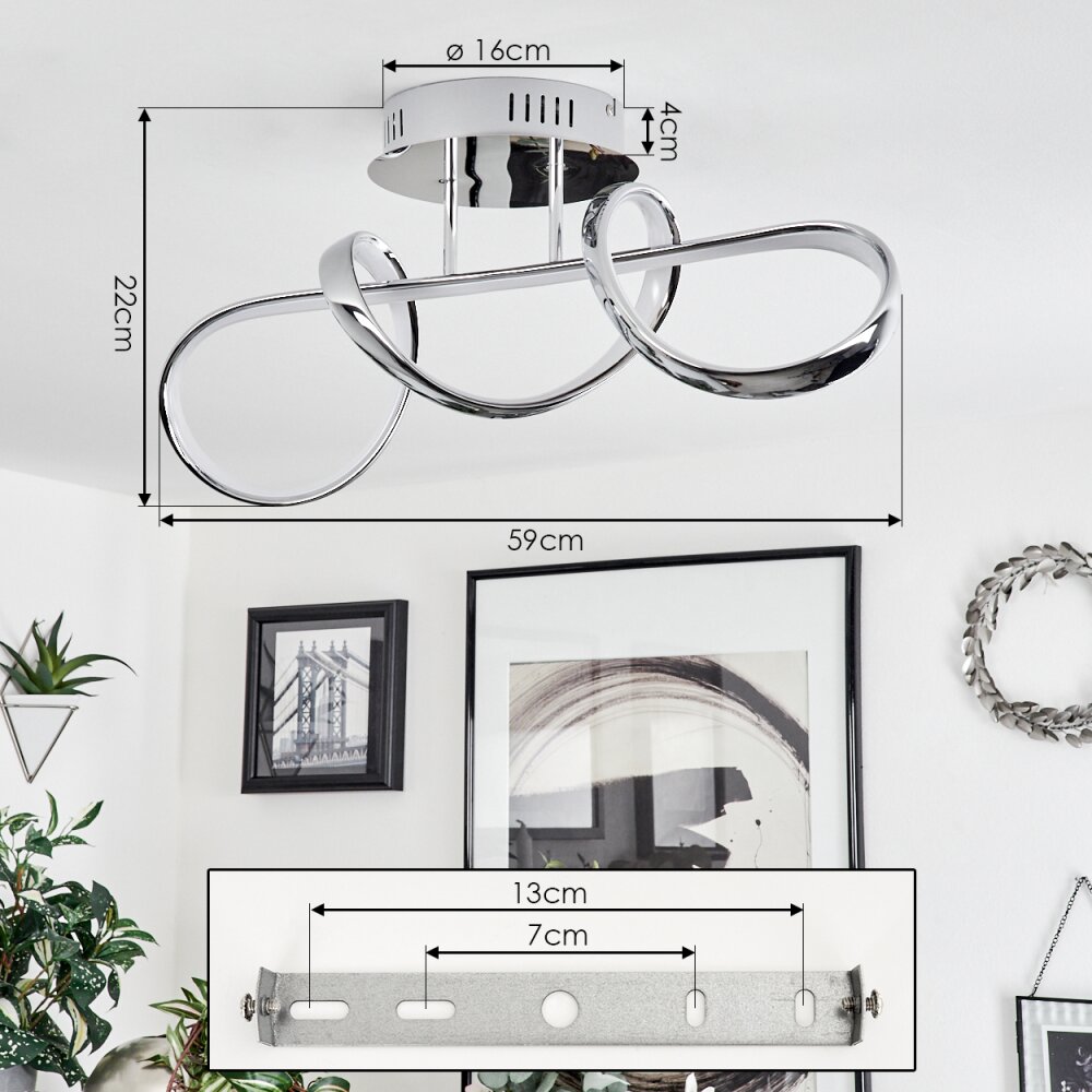 Dauntey Ceiling Light LED chrome, 1-light source