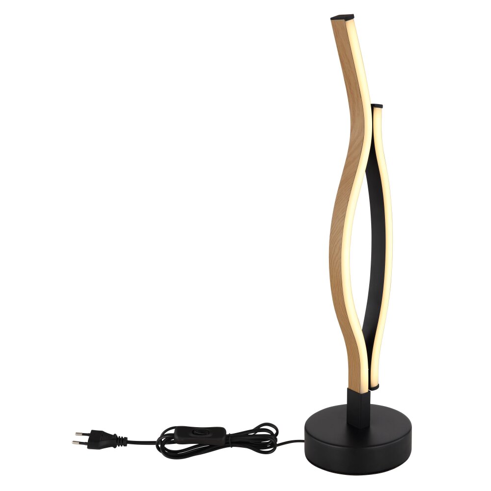 Globo GERONIMO Table lamp LED Wood like finish, black, 1-light source