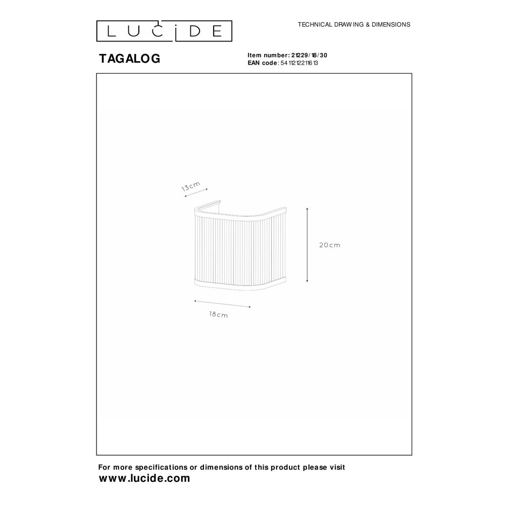 Lucide TAGALOG Wall Light black, 1-light source