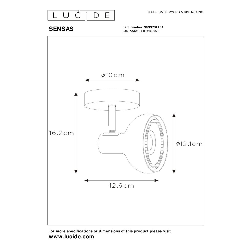 Lucide SENSAS Ceiling Light white, 1-light source
