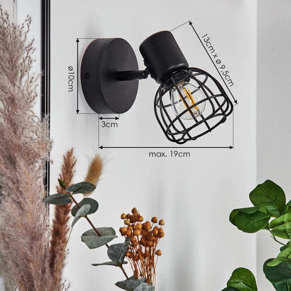 Piment Wall Light black, 1-light source