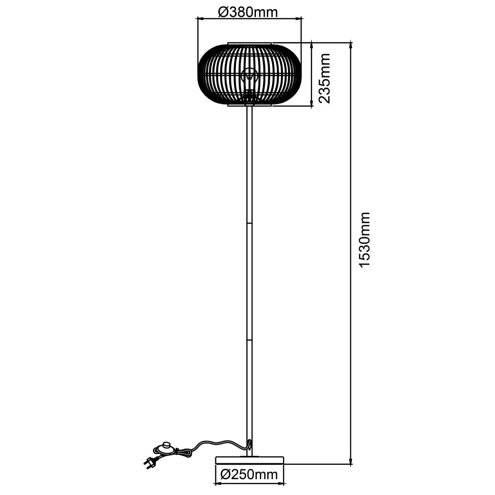 Brilliant Woodball Floor Lamp black, 1-light source