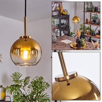 Koyoto Pendant Light glass 15 cm gold, black, 1-light source