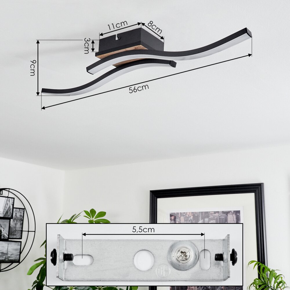 Letala Ceiling Light LED Wood like finish, 2-light sources