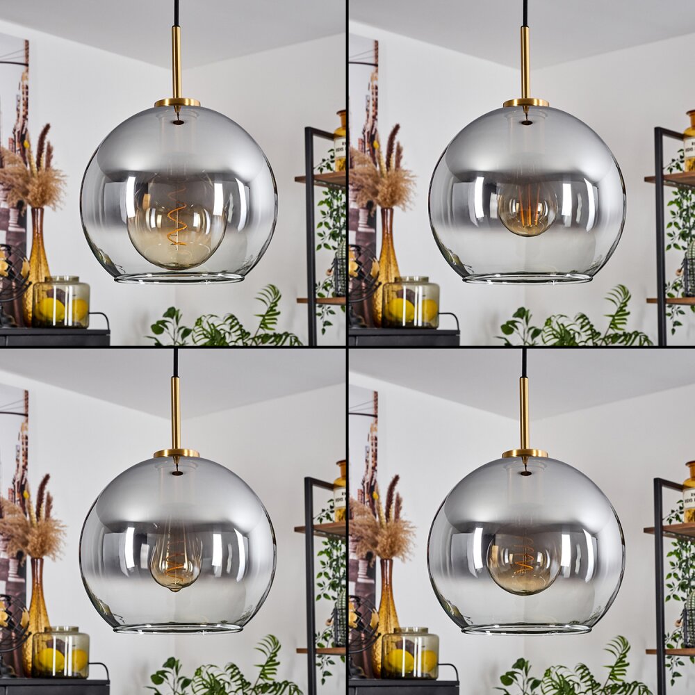 Koyoto Pendant Light glass 25 cm gold, black, 1-light source