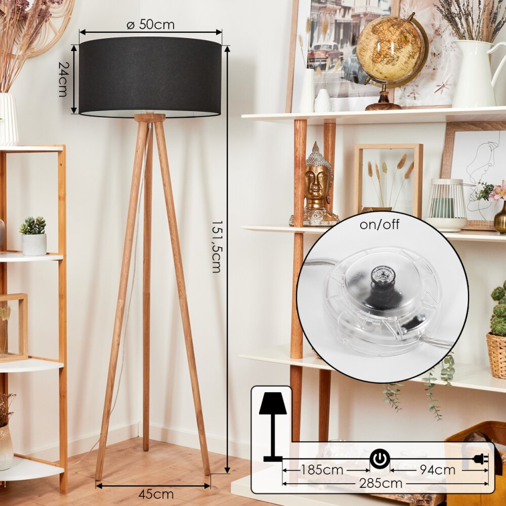Saladillo Floor Lamp Dark wood, white, 1-light source