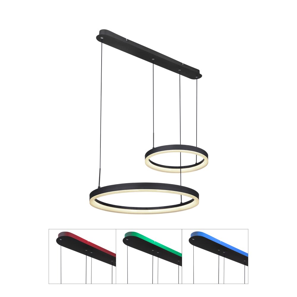 Globo AUGUSTO Pendant Light LED gold, black, 2-light sources, Remote control, Colour changer main product photo