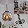 Koyoto Pendant Light glass 15 cm stainless steel, black, 1-light source