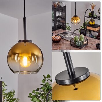 Koyoto Pendant Light glass 15 cm stainless steel, black, 1-light source