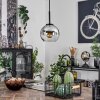 Koyoto Pendant Light glass 15 cm stainless steel, black, 1-light source