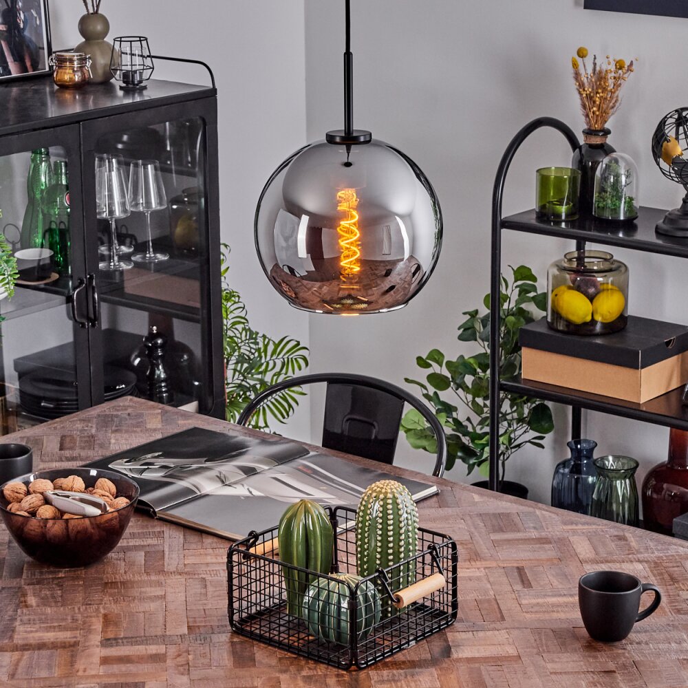 Koyoto Pendant Light glass 25 cm stainless steel, black, 1-light source main product photo