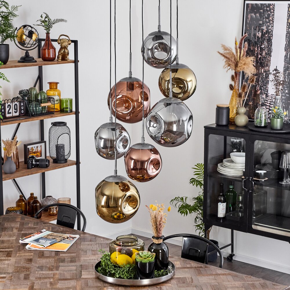 Cabreiro Pendant Light Oxidised Silver, 7-light sources