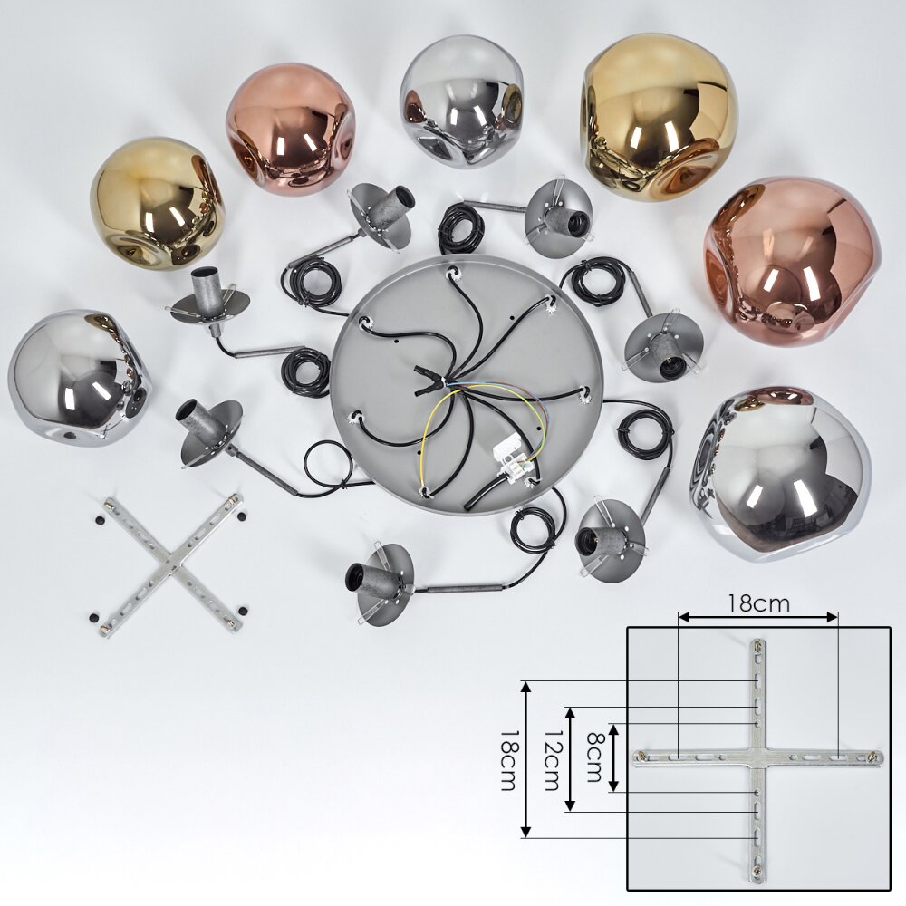 Cabreiro Pendant Light Oxidised Silver, 7-light sources