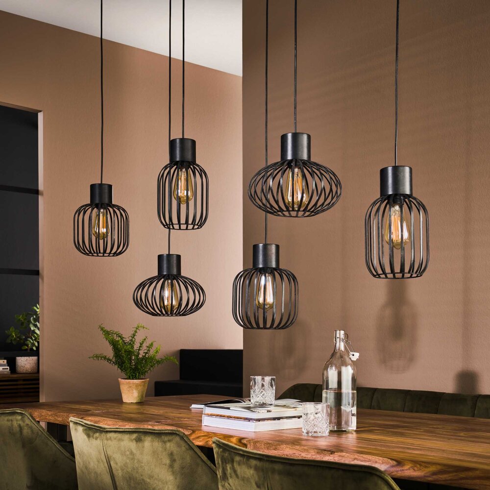 Lalora pendant luminaire anthracite, 6-light sources