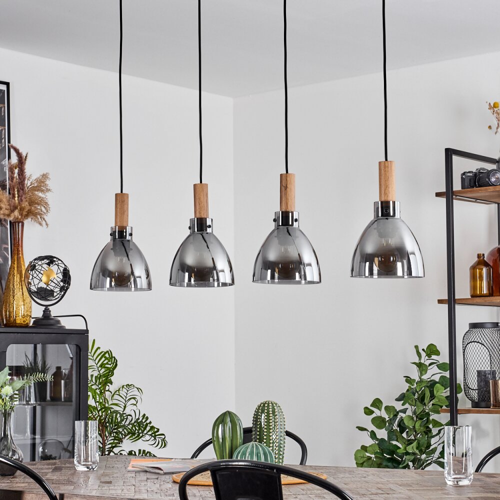 Yadekope Pendant Light Wood like finish, black, 4-light sources