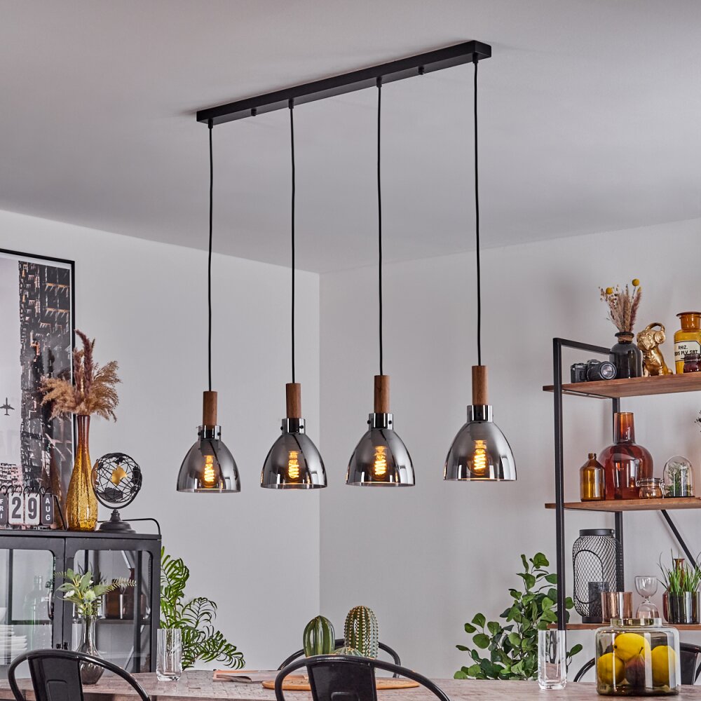 Yadekope Pendant Light Wood like finish, black, 4-light sources