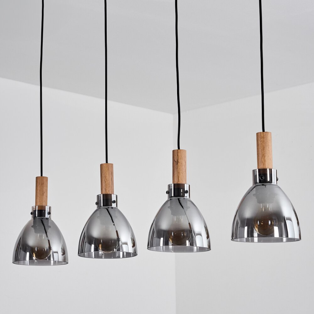 Yadekope Pendant Light Wood like finish, black, 4-light sources