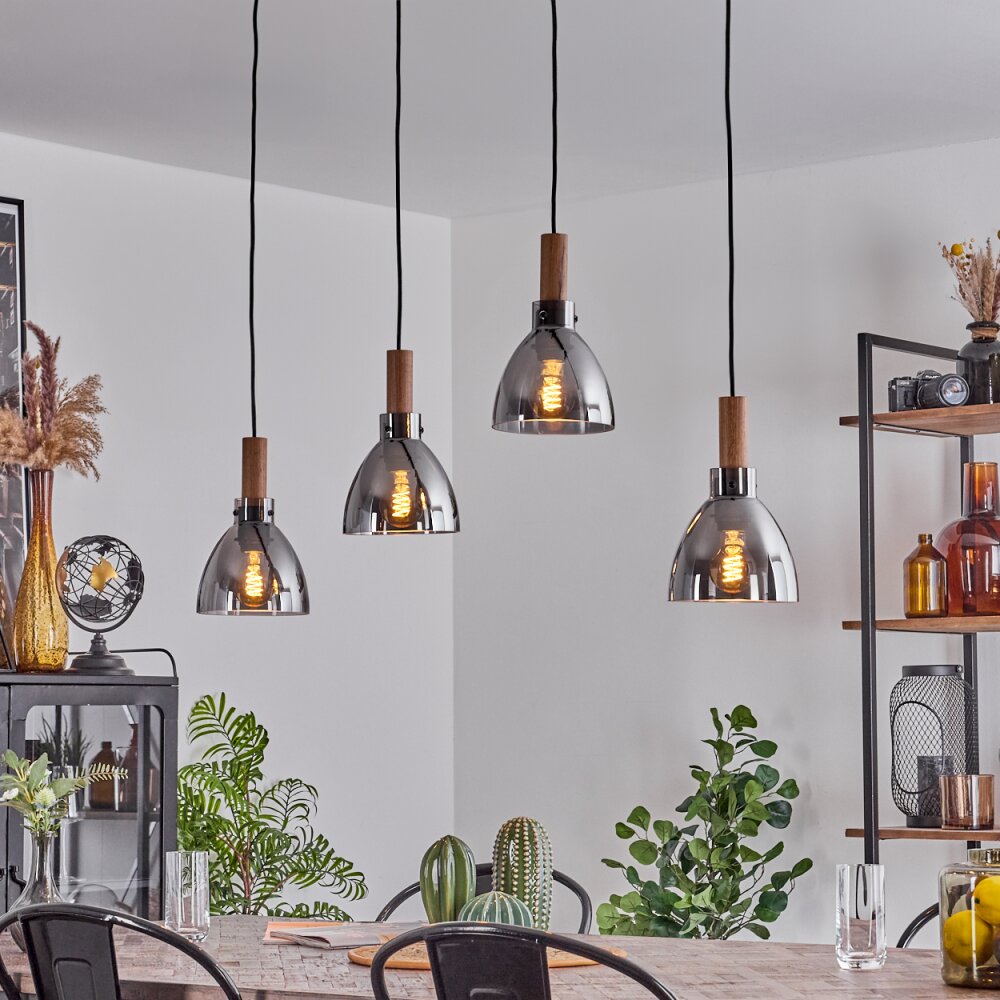Yadekope Pendant Light Wood like finish, black, 4-light sources