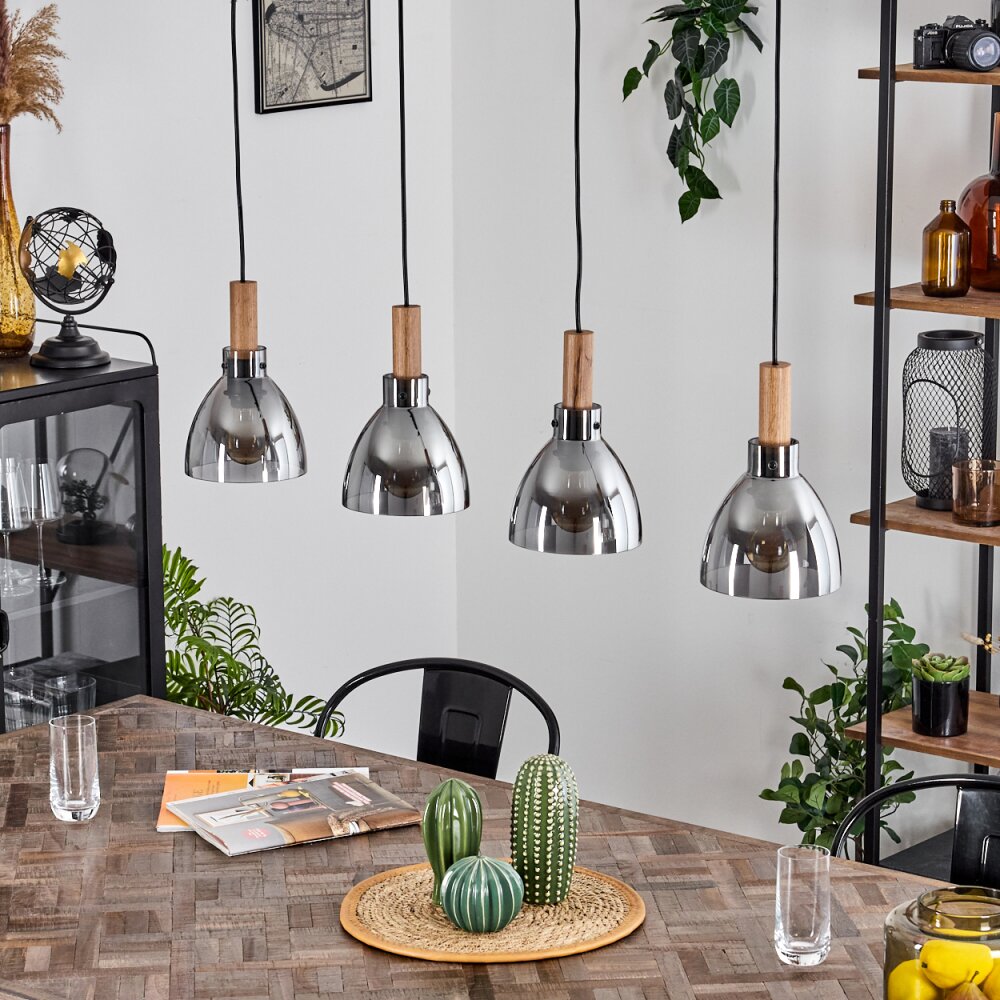 Yadekope Pendant Light Wood like finish, black, 4-light sources