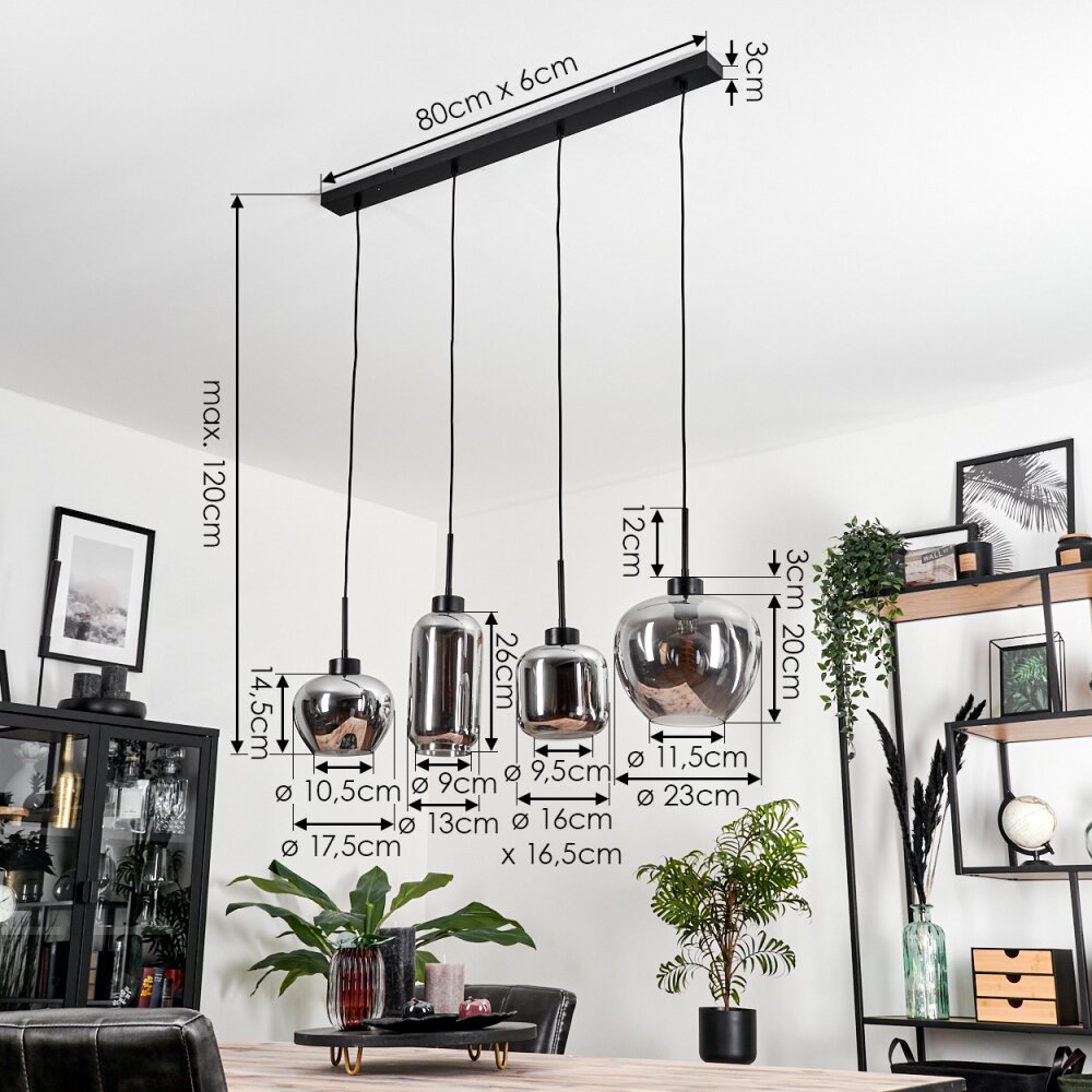 Talok Pendant Light Smoke-coloured, 4-light sources