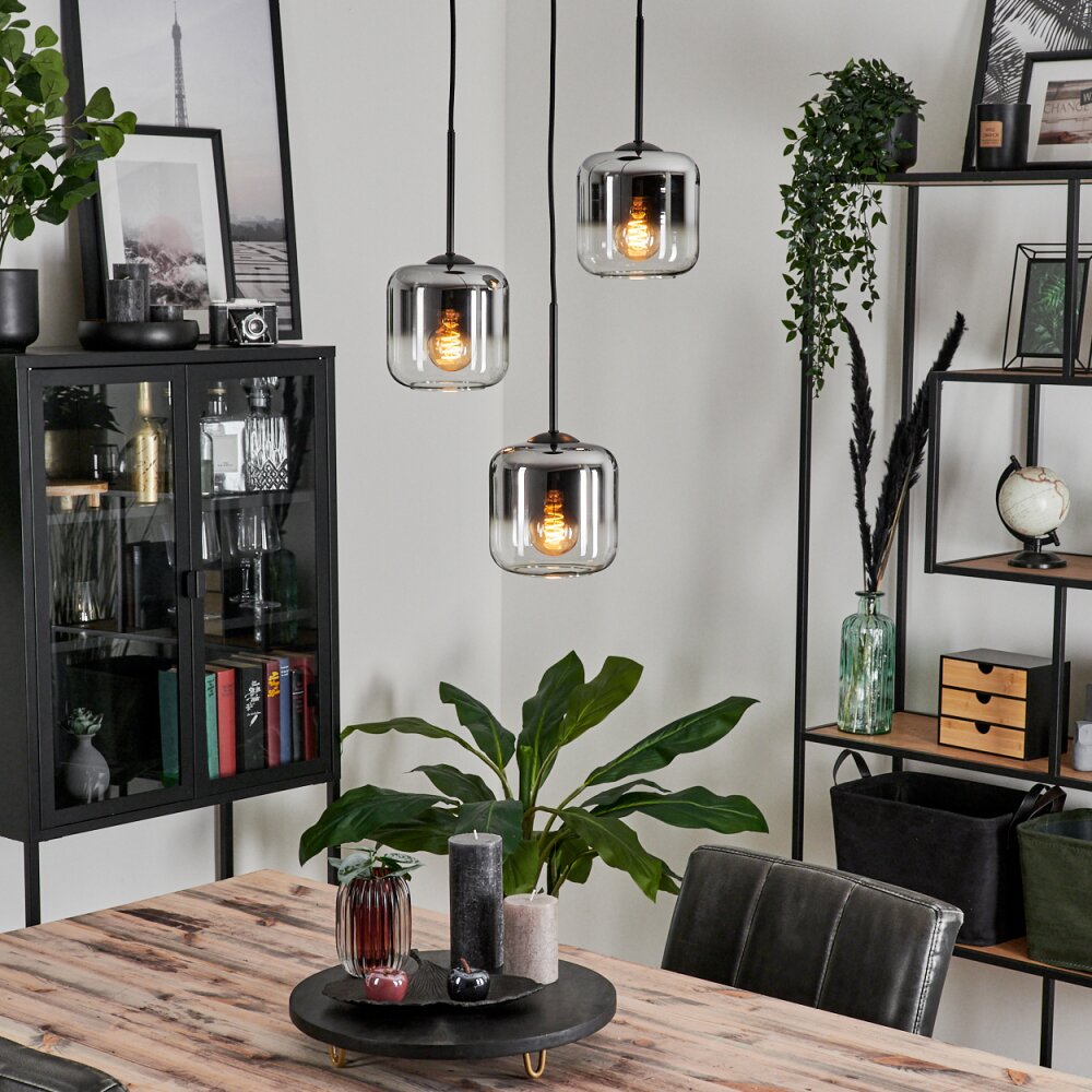 Lauden Pendant Light glass 15 cm chrome, clear, Smoke-coloured, 3-light sources main product photo