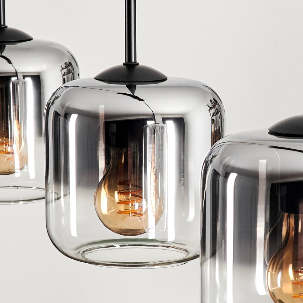 Lauden Pendant Light glass 15 cm chrome, clear, Smoke-coloured, 5-light sources