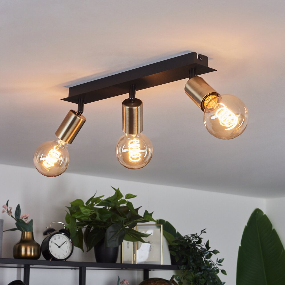 Laharie Ceiling Light antique brass, black, 3-light sources
