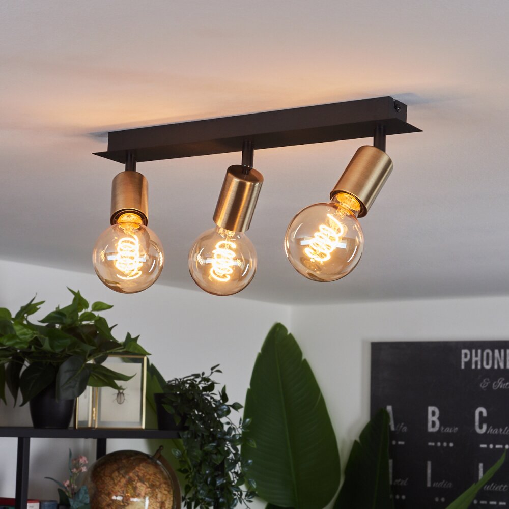 Laharie Ceiling Light antique brass, black, 3-light sources