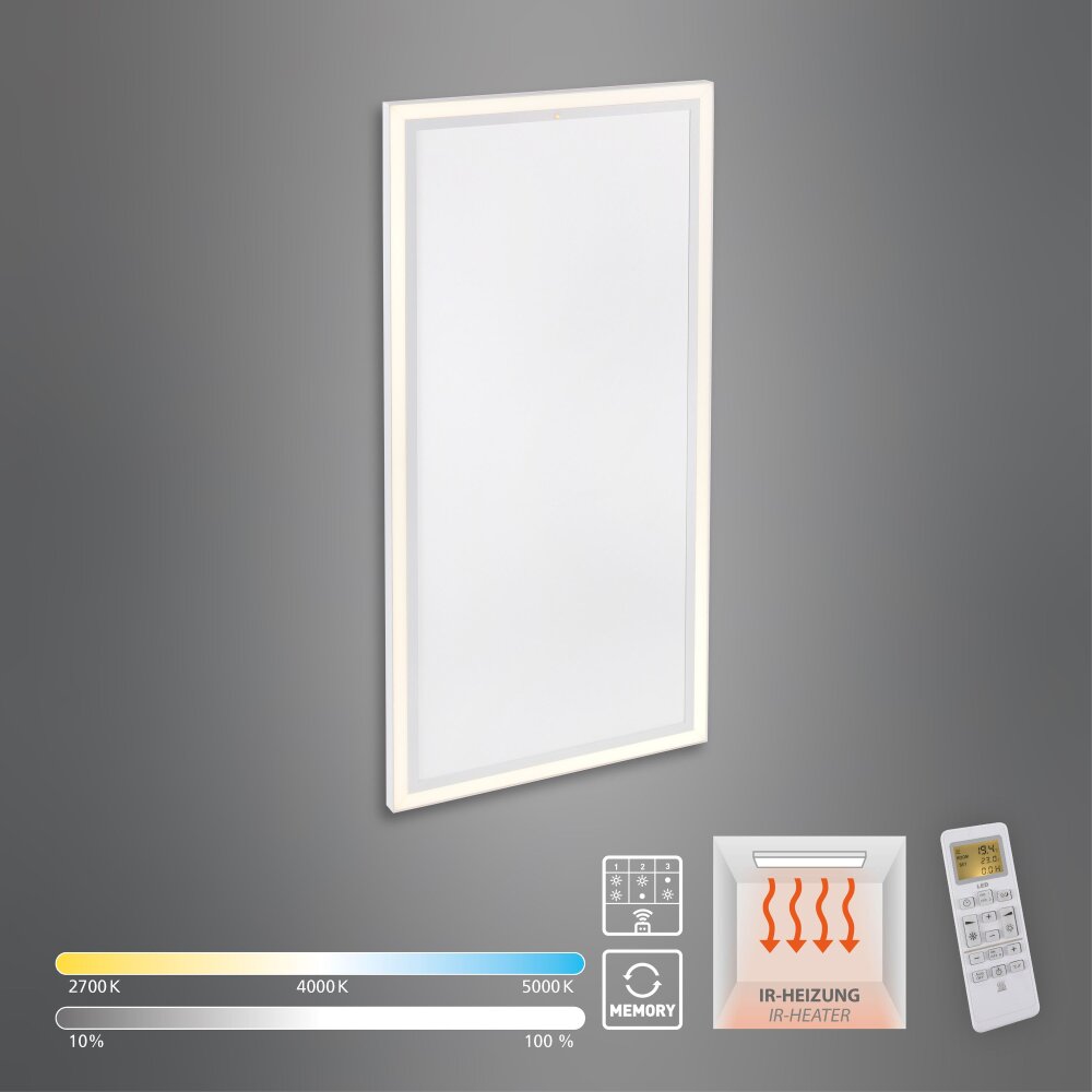 LeuchtenDirekt BEROA Ceiling panel with IR heating LED white, 1-light source, Remote control