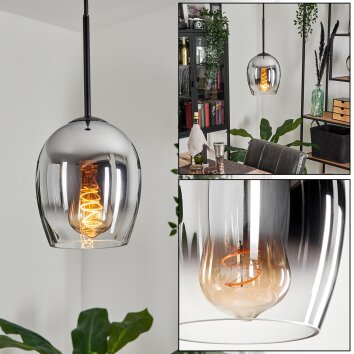 Vevino Pendant Light glass 15cm clear, Smoke-coloured, 1-light source