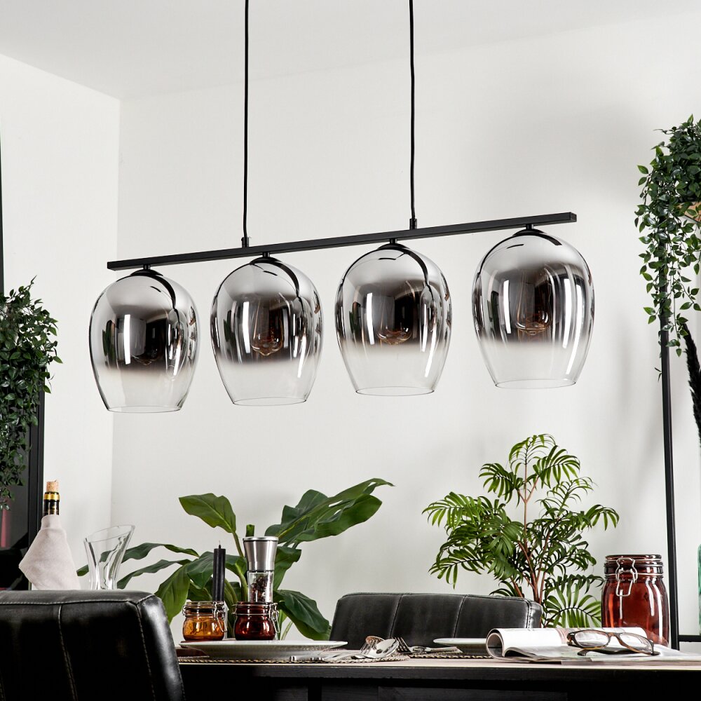 Vevino Pendant Light glass 20cm chrome, clear, Smoke-coloured, 4-light sources