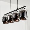 Vevino Pendant Light glass 20cm chrome, Smoke-coloured, 4-light sources