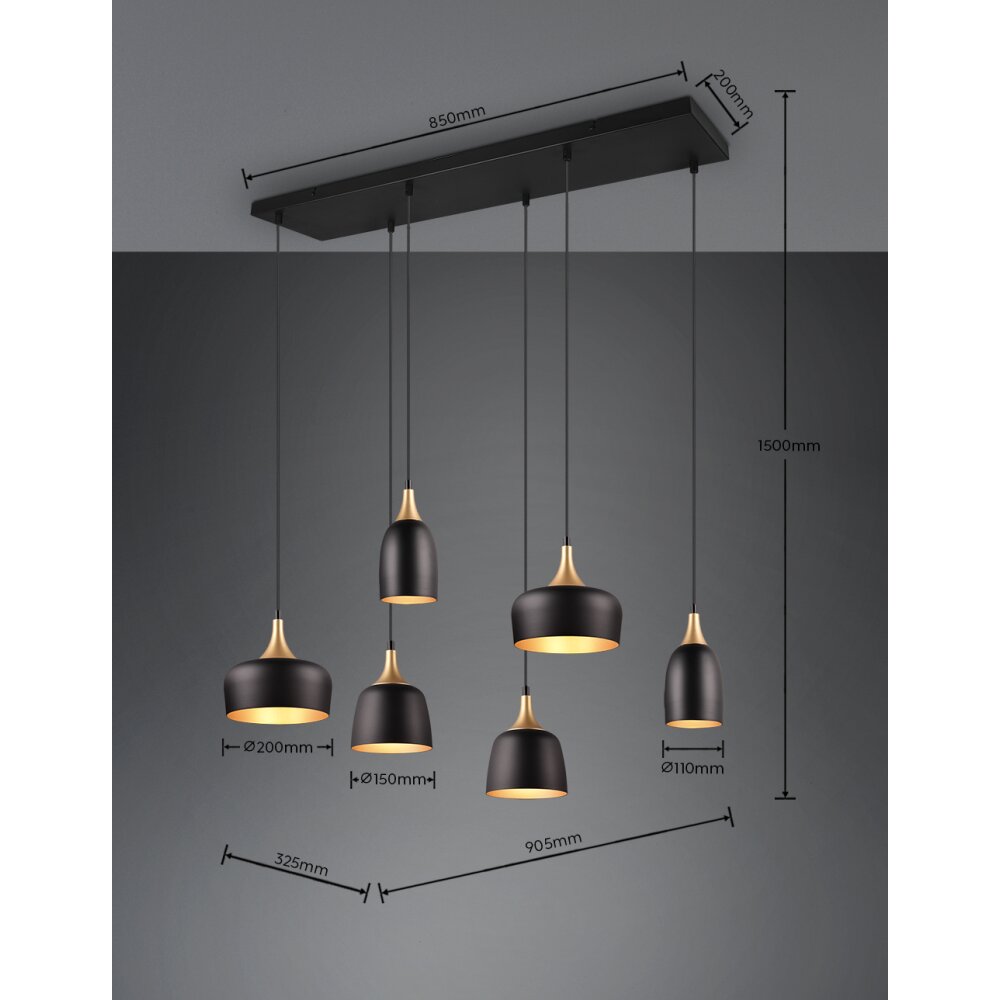 Trio CHIRAZ Pendant Light black, 6-light sources