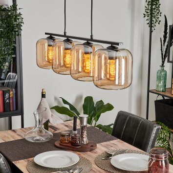 LAUDEN Pendant Light - glass Amber, 4-light sources