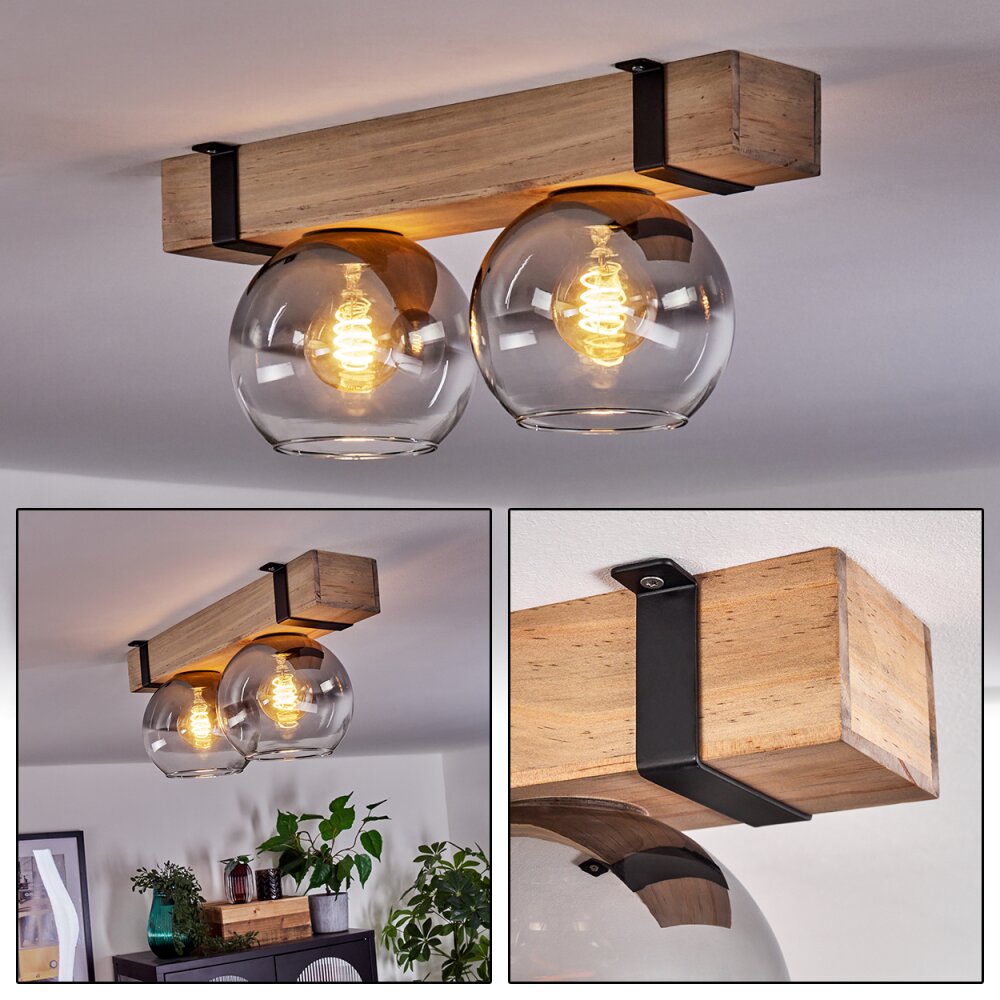 MONTGOMERY Ceiling Light - glass Ecru, black, 2-light sources main product photo