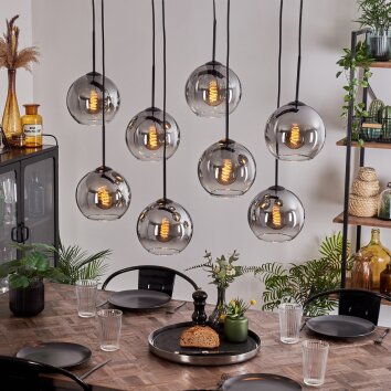 KOYOTO Pendant Light - glass clear, Smoke-coloured, 8-light sources