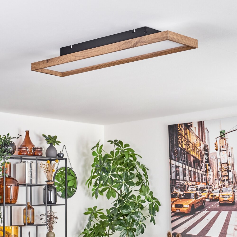 LONGVIC Ceiling Light LED brown, Wood like finish, black, 1-light source