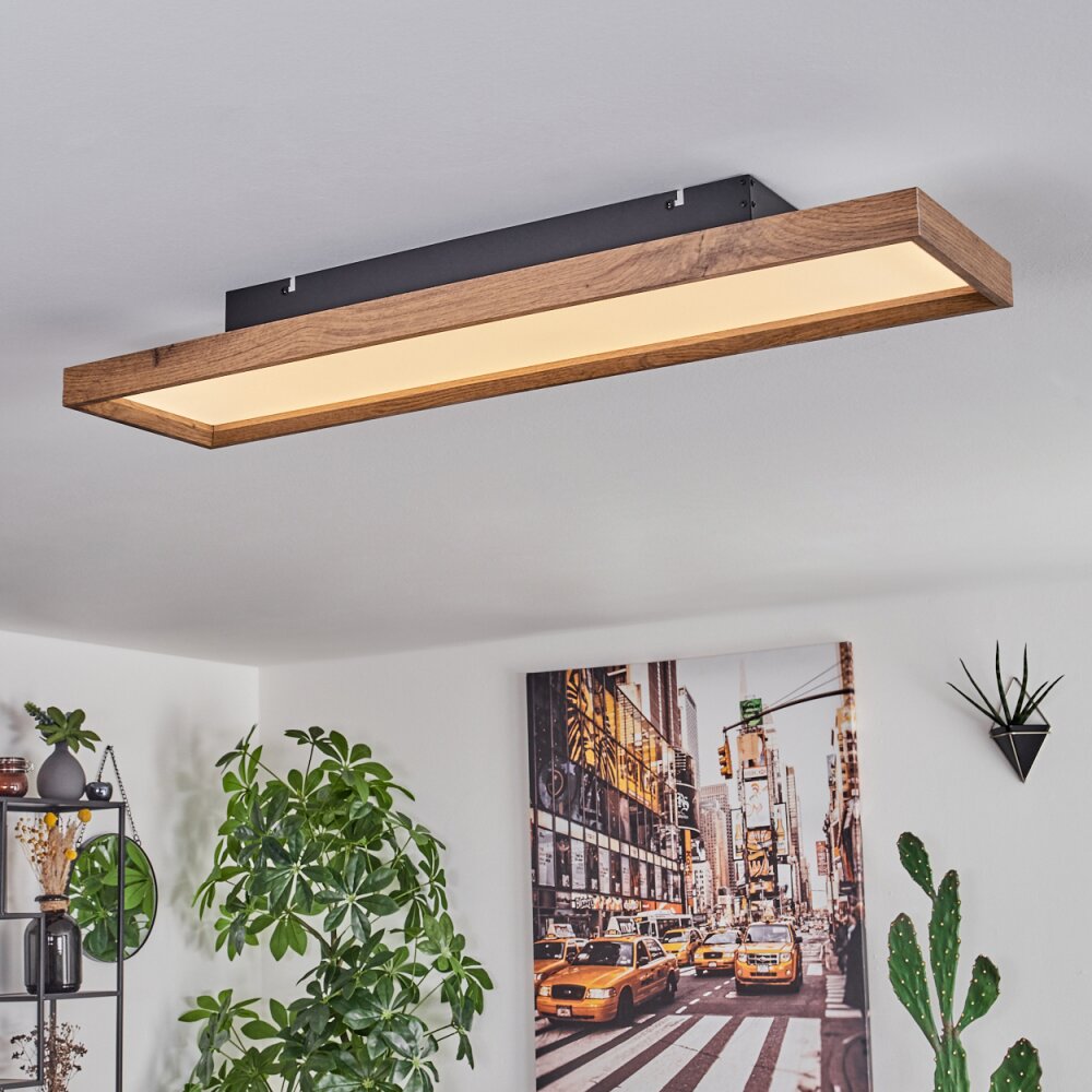 LONGVIC Ceiling Light LED brown, Wood like finish, black, 1-light source