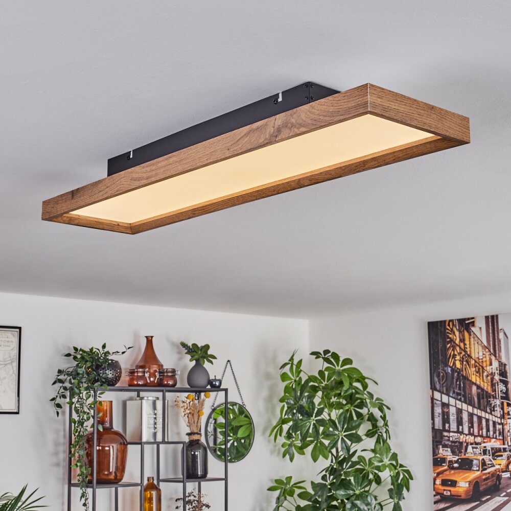 LONGVIC Ceiling Light LED brown, Wood like finish, black, 1-light source