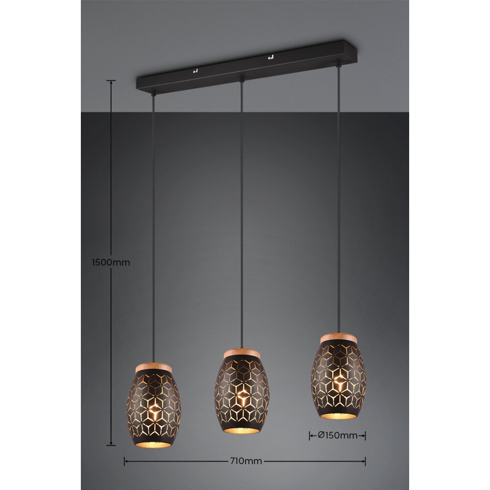 Reality BIDAR Pendant Light gold, Ecru, black, 3-light sources